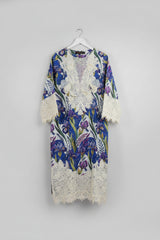 Elegant Iris Floral Embroidered Kurti – White & Blue Luxury Pret Wear