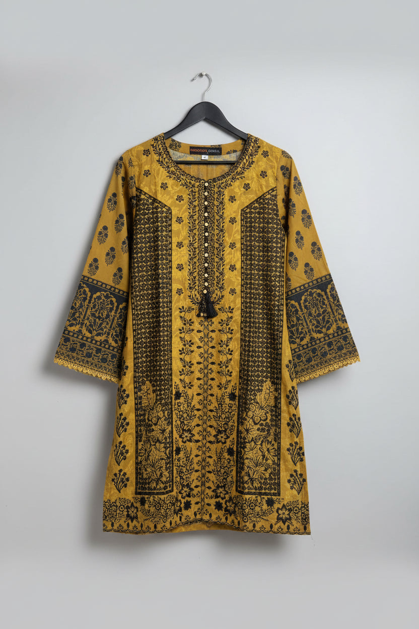 Mustard Bloom Printed Kurti
