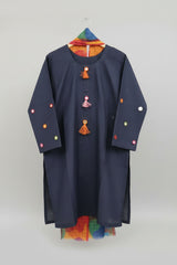 Navy Elegance Tassel Kurti