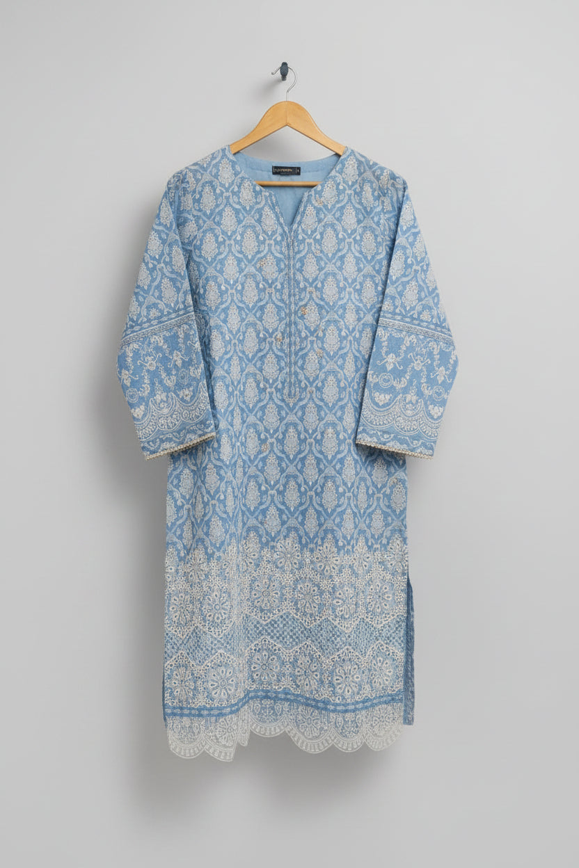 Luxury Sky Blue Summer Kurti